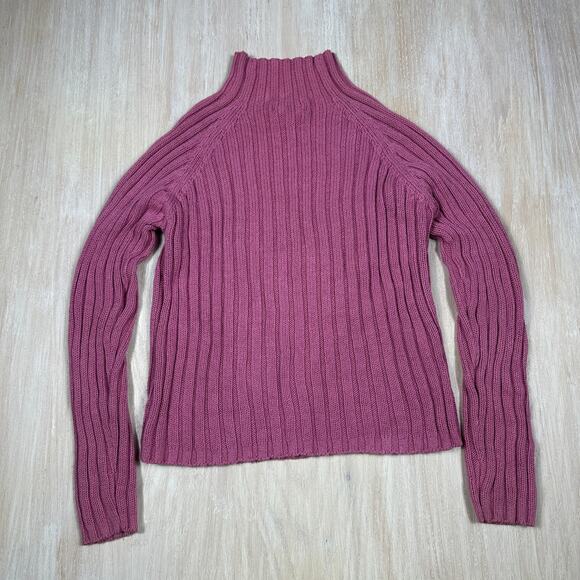 VTG Herman Geist Pink Mock Neck Ribbed Knit Slim Fit Casual Pullover Sweater LG - Picture 11 of 14